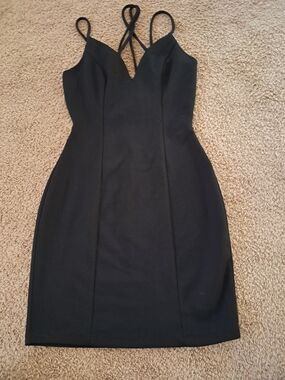 Windsor Black Strappy V-Neck Mini Dress